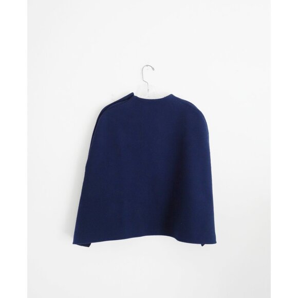 Marni Muted Dark Blue Double Wool Short Cape Poncho size IT 42 US 6 - Picture 4 of 12